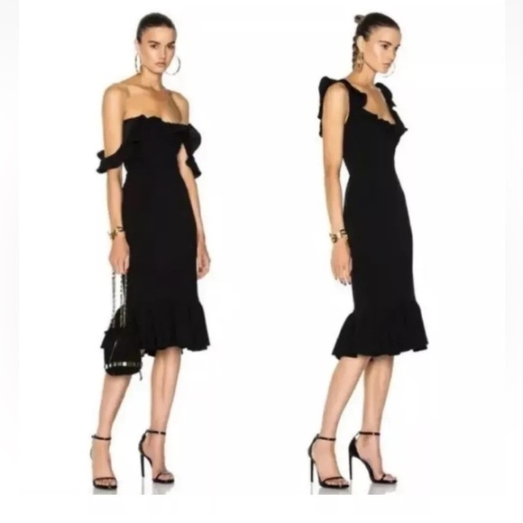 cinq a sept Dresses & Skirts - Cinq a Sept Opalina Ruffle Black Dress Off The Shoulder Women’s Size 4